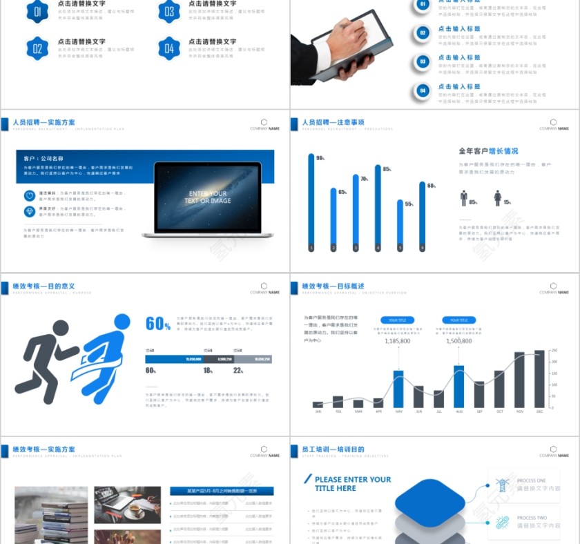 蓝色人事行政工作总结PPT第2张
