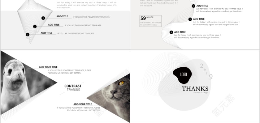 商务欧美ppt模板简约2019高端大气 商业工作汇报时尚极简风素材第5张