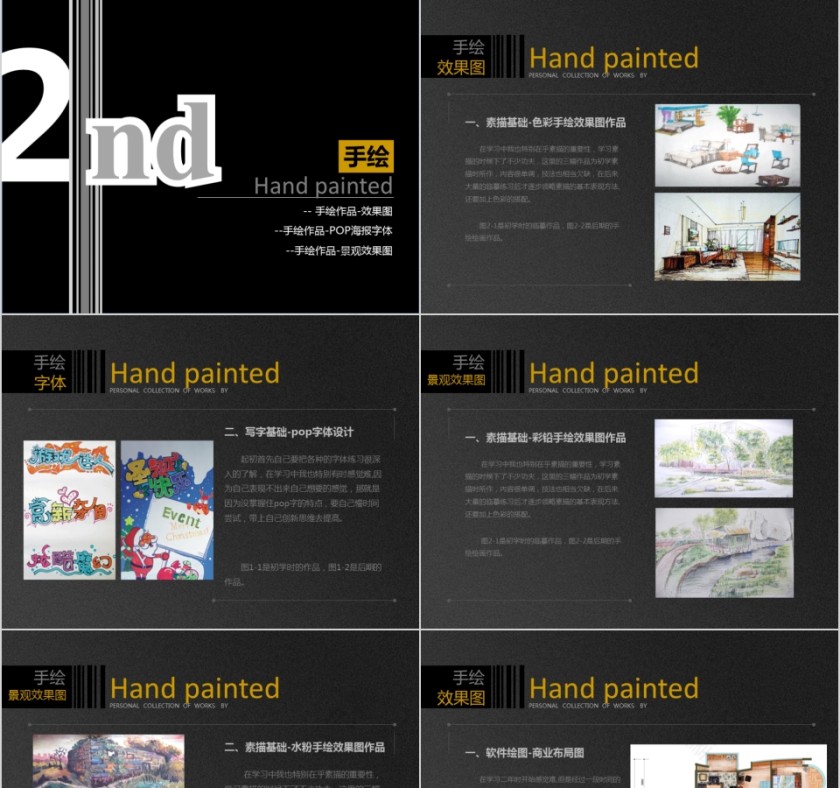 黑色大气毕业设计个人作品集PPT第3张