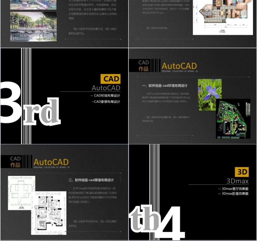 黑色大气毕业设计个人作品集PPT第4张