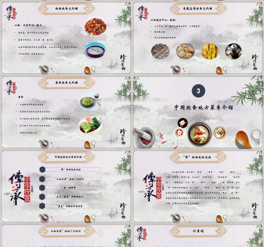 中国风中国饮食文化通用PPT模板 第4张