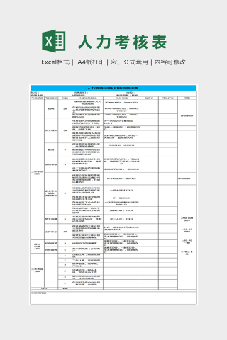 人力资源经理KPI绩效考核Excel