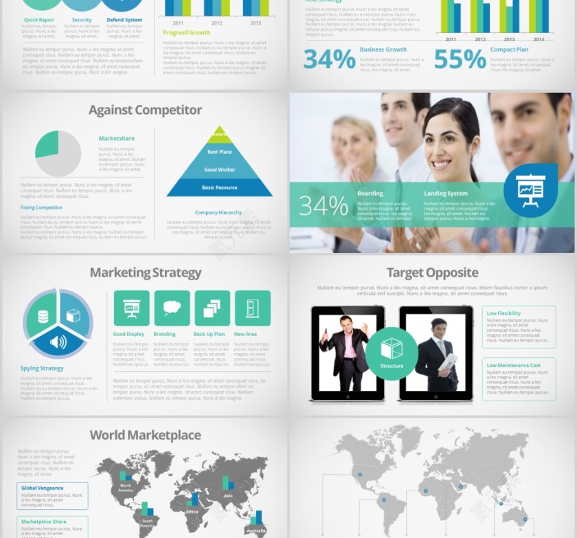  欧美经典商务时尚工作总结PPT模板 第9张