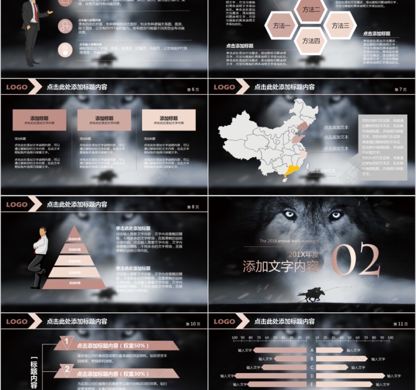 企业文化介绍动态PPT模板狼性团队第2张