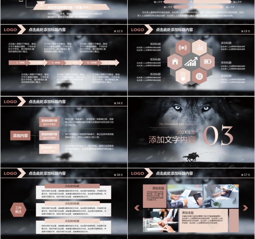 企业文化介绍动态PPT模板狼性团队第3张