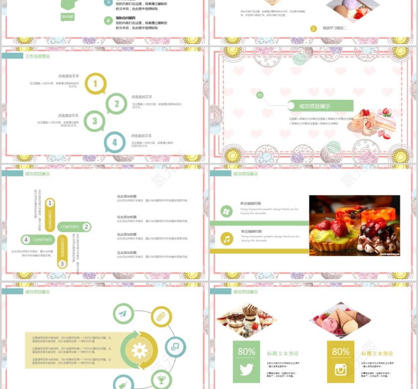 糕点甜品PPT模板美食中餐饮PPT模板第3张