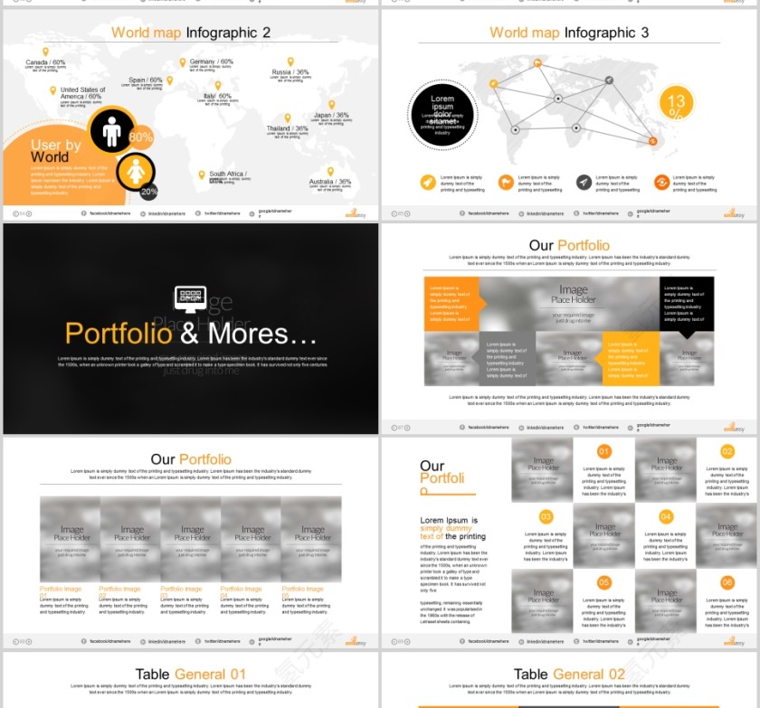  欧美经典商务时尚工作总结PPT模板 第14张
