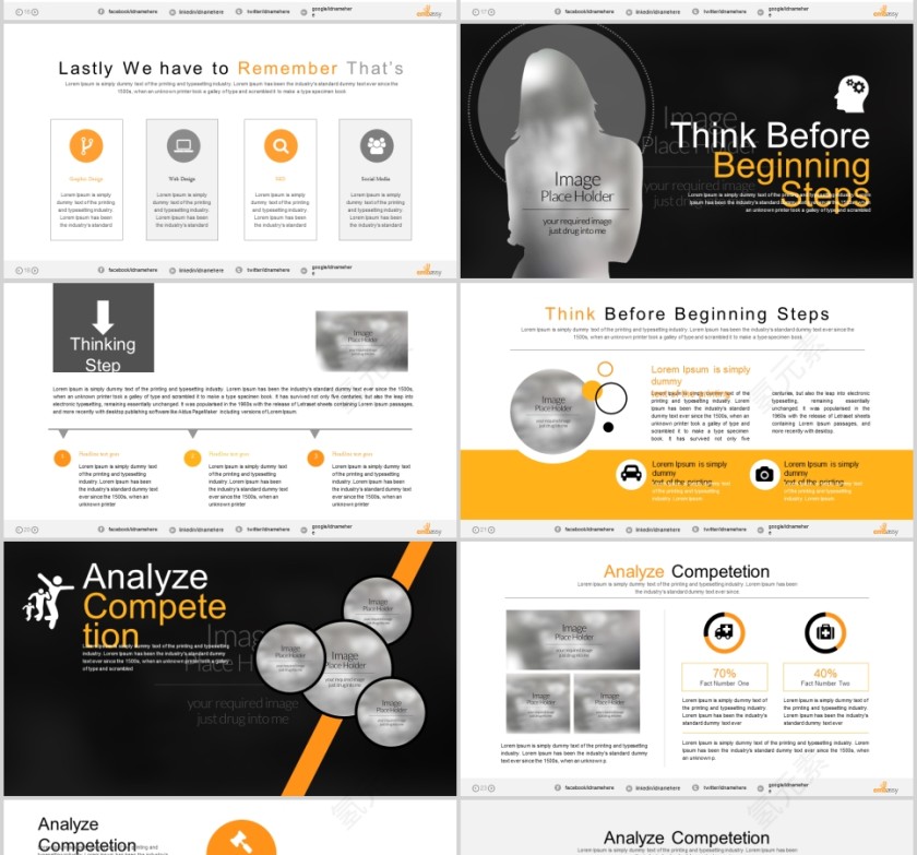  欧美经典商务时尚工作总结PPT模板 第4张