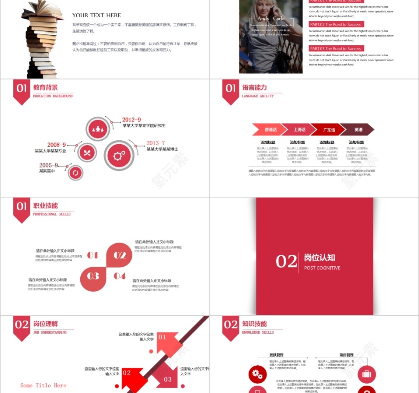 红色精美大气岗位竞聘PPT模板第2张