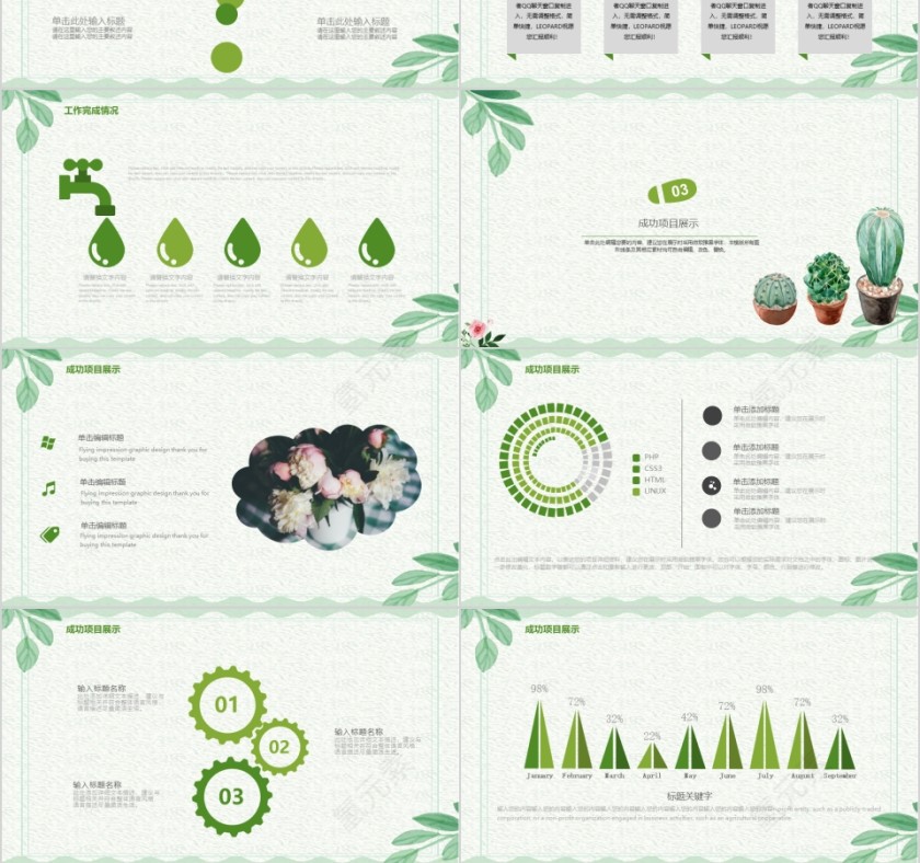小清新工作PPT模板第3张