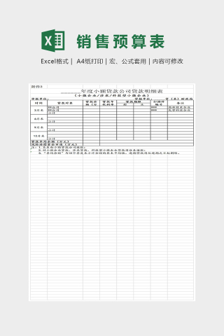 小额贷款公司贷款明细表Excel