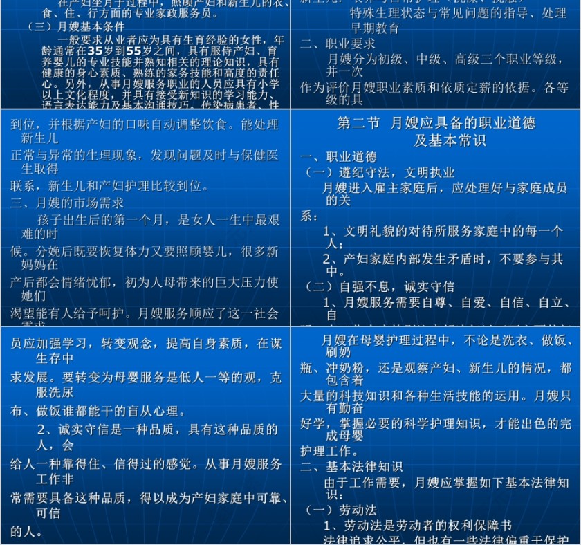 蓝色简约大气月嫂培训大全PPT第2张