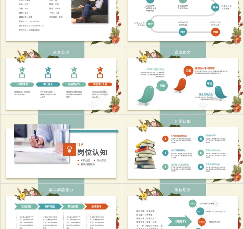 清爽大气岗位竞聘求职竞聘PPT模板第2张