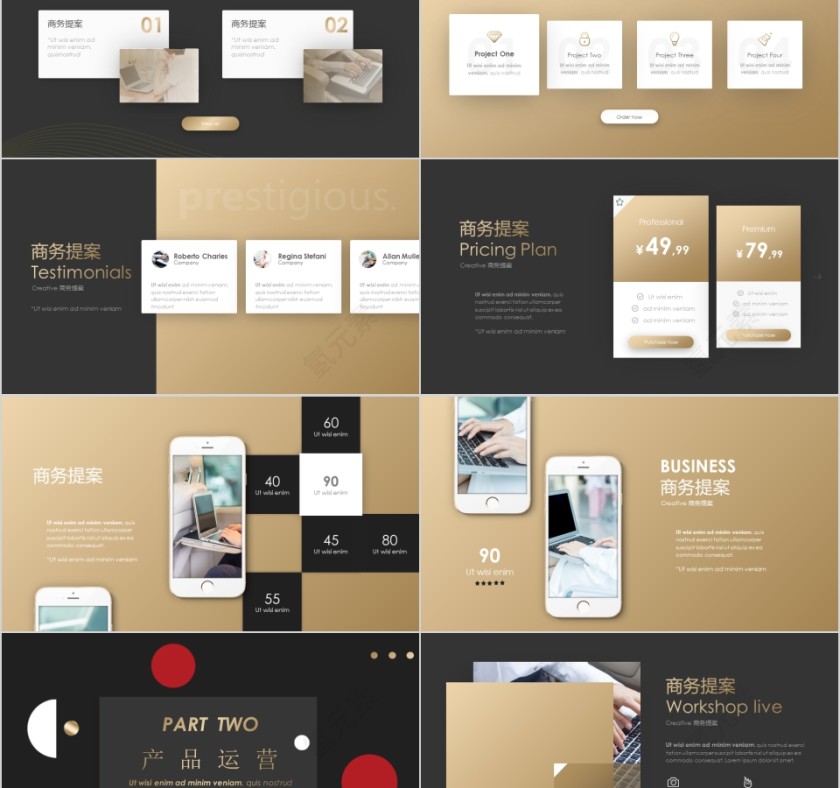 黑色简约大气商务提案商业计划书PPT模板第2张