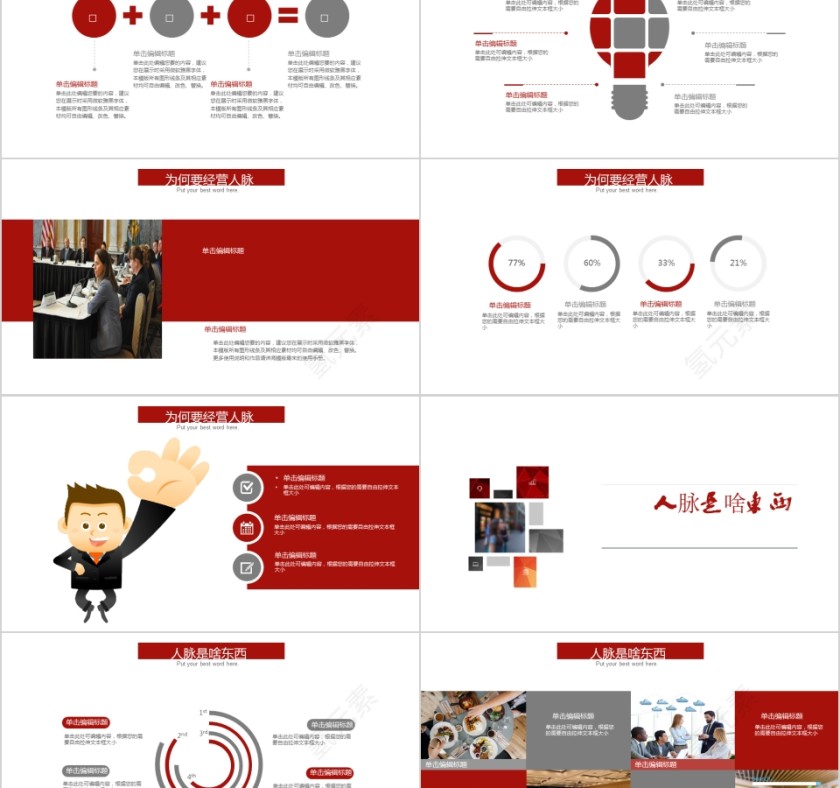 红色时尚个性简约人脉经营实务ppt动态模板第2张