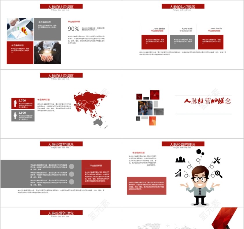 红色时尚个性简约人脉经营实务ppt动态模板第4张
