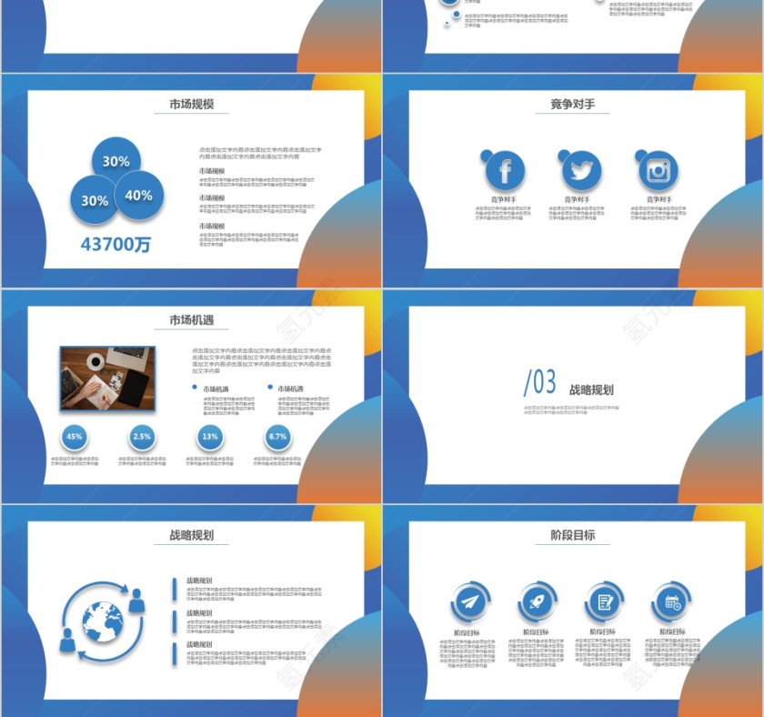 蓝色简约商业计划书ppt模版第3张