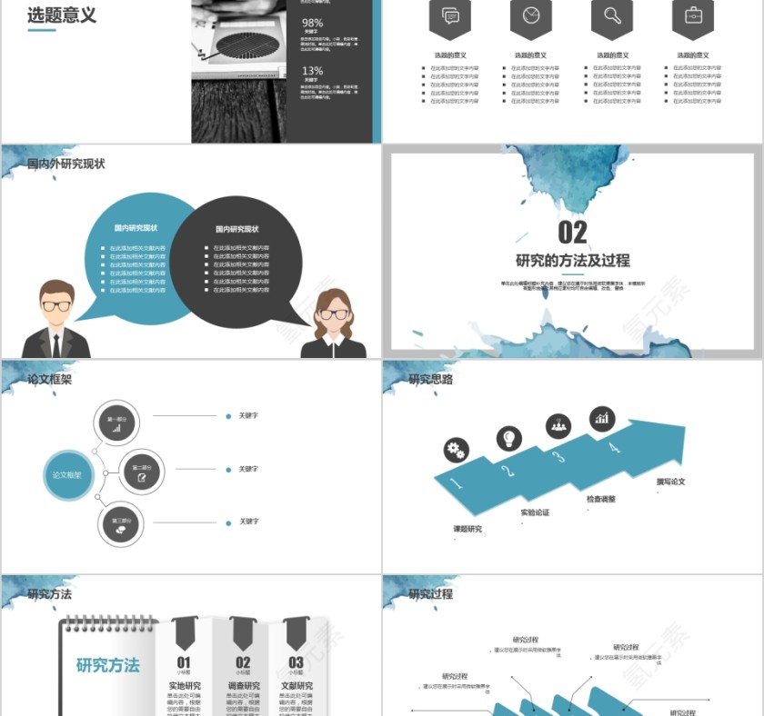 水彩风毕业论文答辩模板ppt第2张