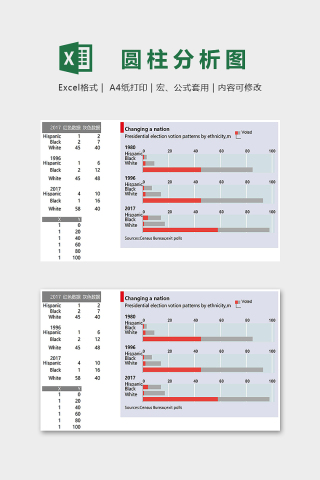 高端数据可视化工具经济学条形图excel模板