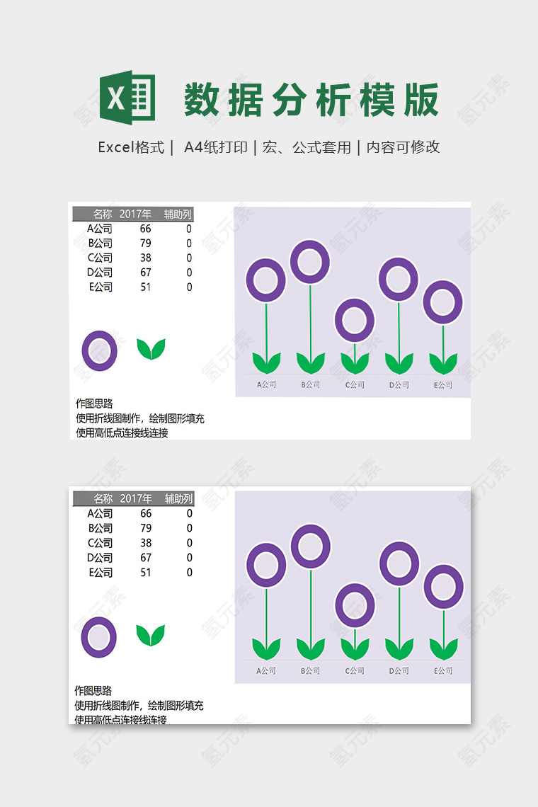 创新小草数据分析图标模版