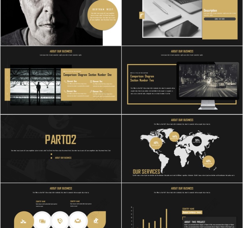 商务欧美ppt模板简约2019高端大气 商业工作汇报时尚极简风素材第2张