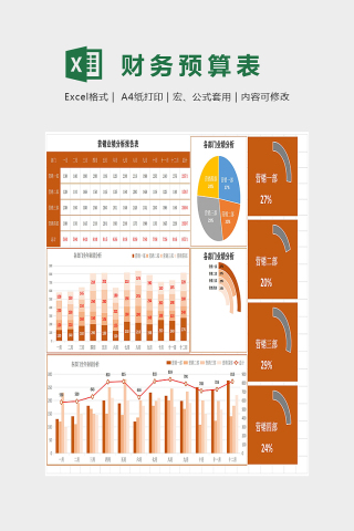 简约精美营销业绩分析图表Excel