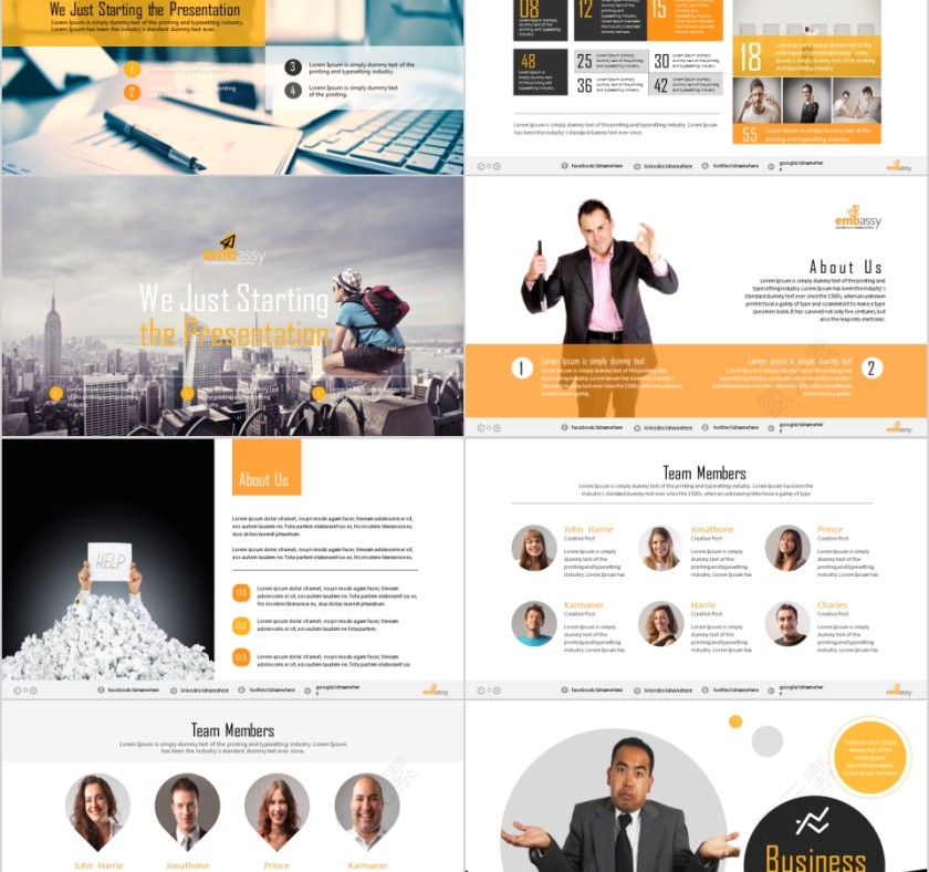 商务欧美ppt模板简约2019高端大气 商业工作汇报时尚极简风素材第2张