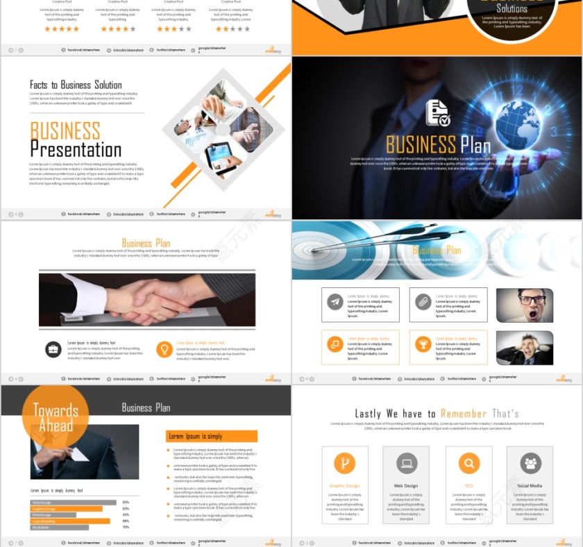 商务欧美ppt模板简约2019高端大气 商业工作汇报时尚极简风素材第3张