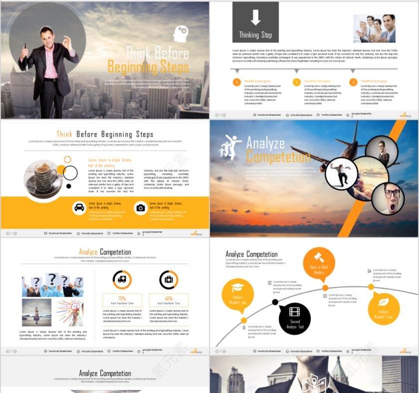 商务欧美ppt模板简约2019高端大气 商业工作汇报时尚极简风素材第4张