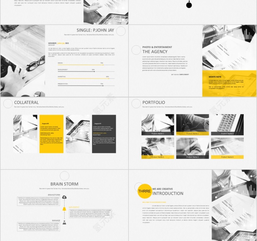 商务欧美ppt模板简约2019高端大气 商业工作汇报时尚极简风素材第3张