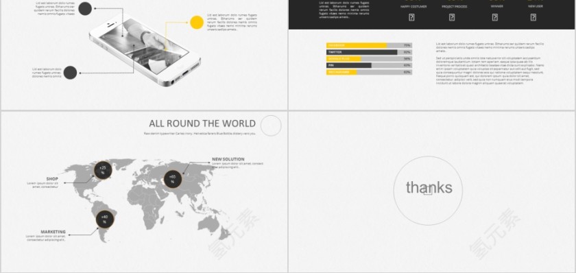 商务欧美ppt模板简约2019高端大气 商业工作汇报时尚极简风素材第5张