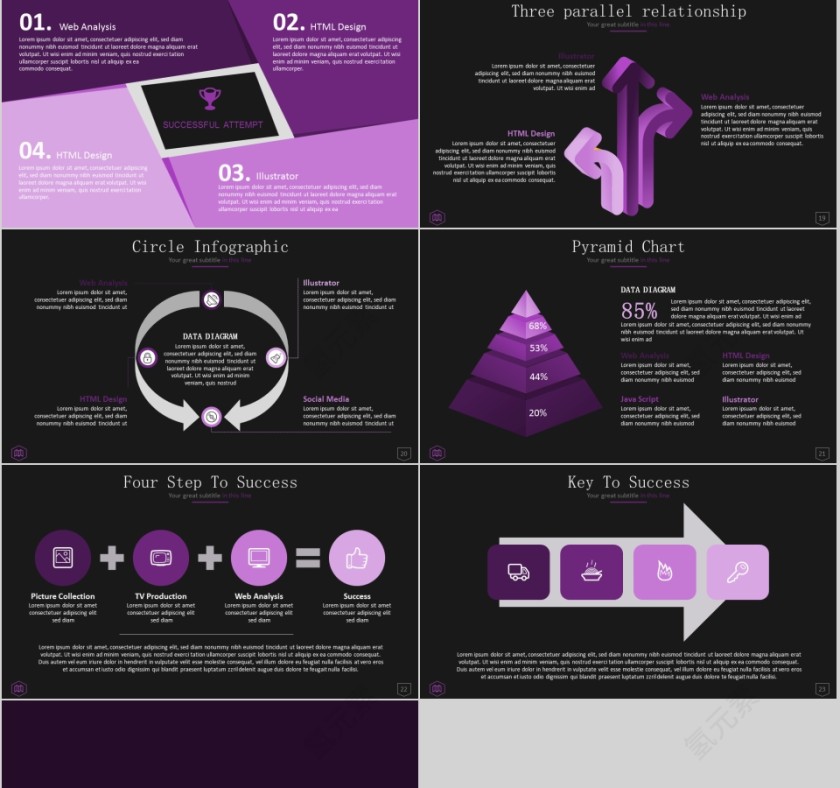 高端黑与梦幻紫商业计划书PPT模板第4张