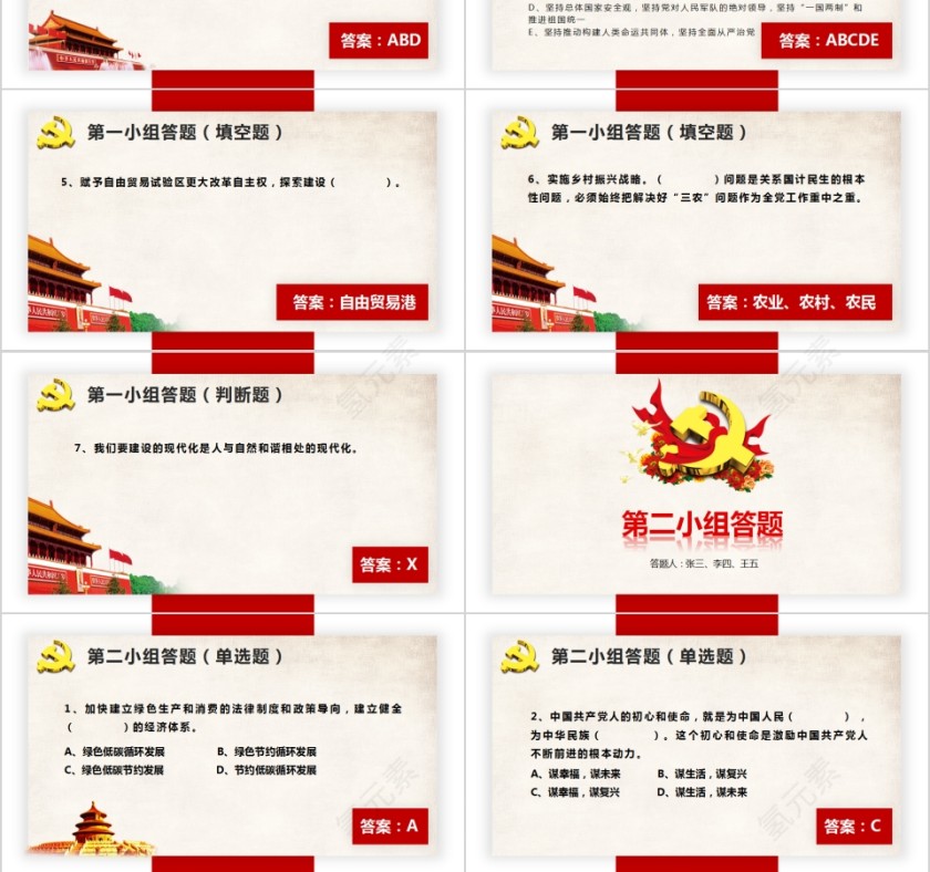  学习落实十九大报告内容知识竞赛PPT模板第3张