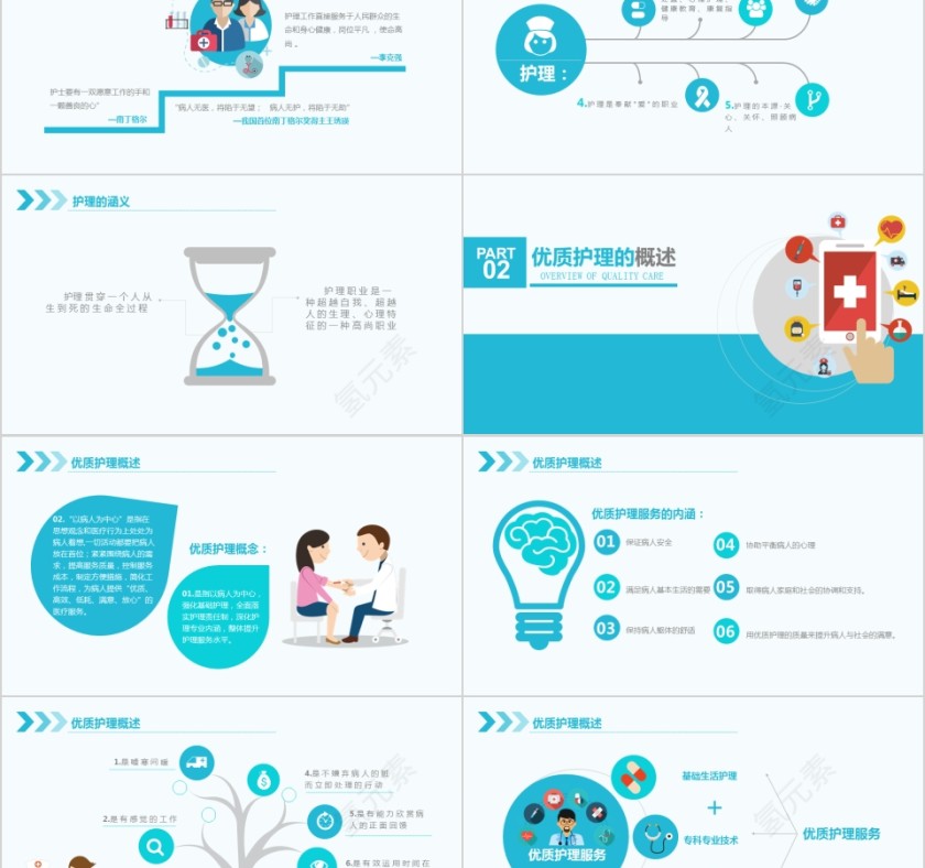 卡通大气医疗优质护理服务PPT模板第2张