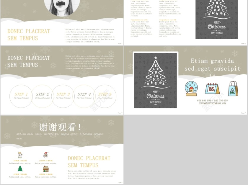 素雅设计风格圣诞节日PPT模板第2张