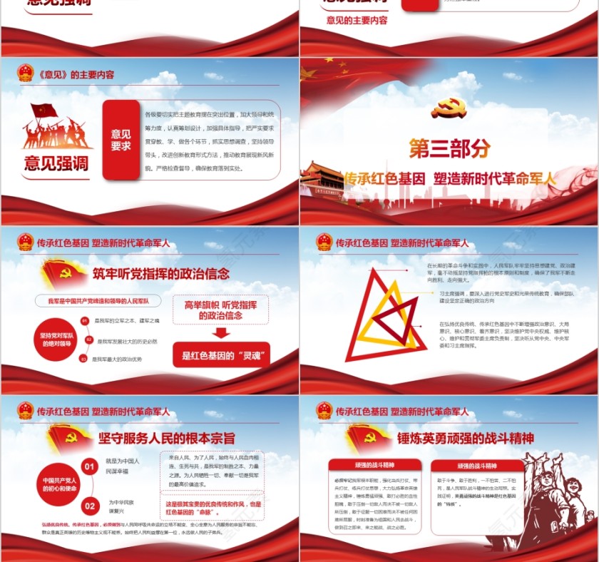 在全军开展传承红色基因担当强军重任主题教育PPT模板第3张