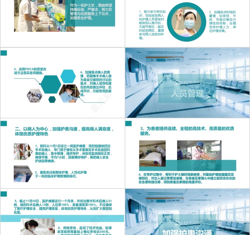 蓝色简约大气护士长述职报告PPT第2张