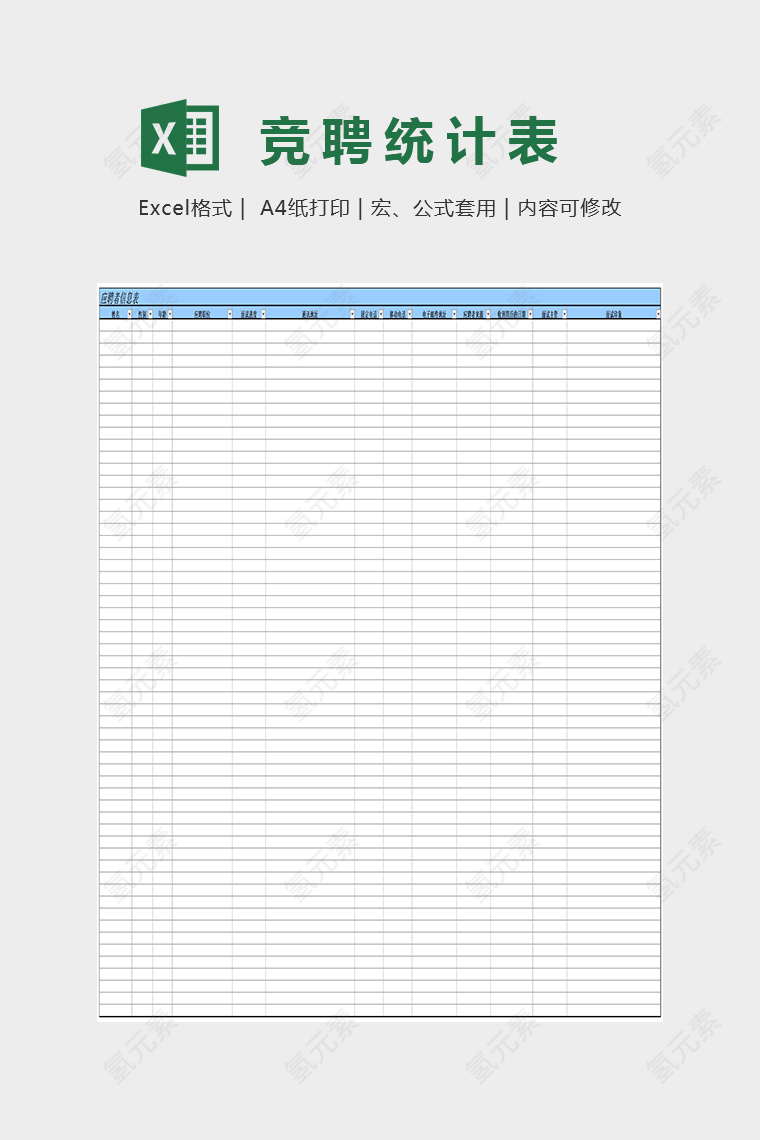 简约精美应聘者信息及对照表Excel