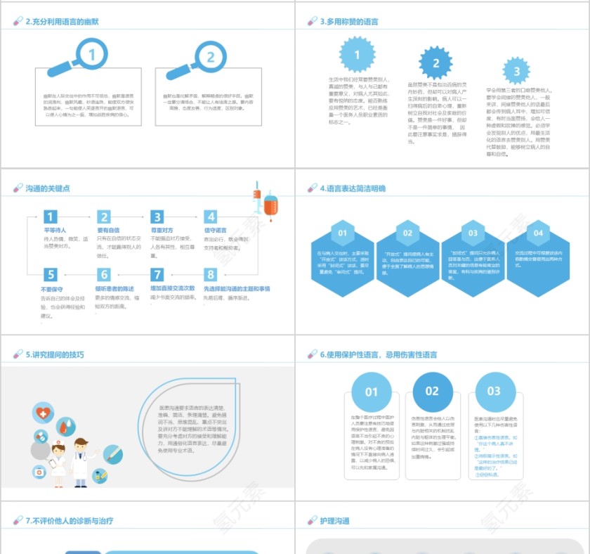 蓝色简约卡通医患关系沟通ppt第4张