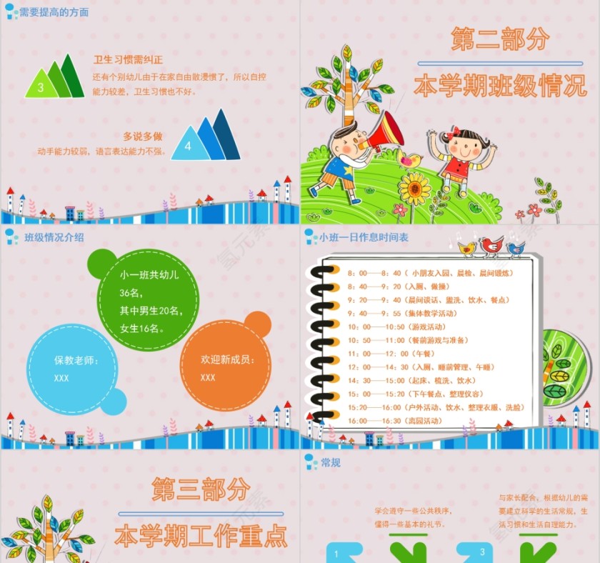 可能卡通小一班下学期家长会PPT第3张