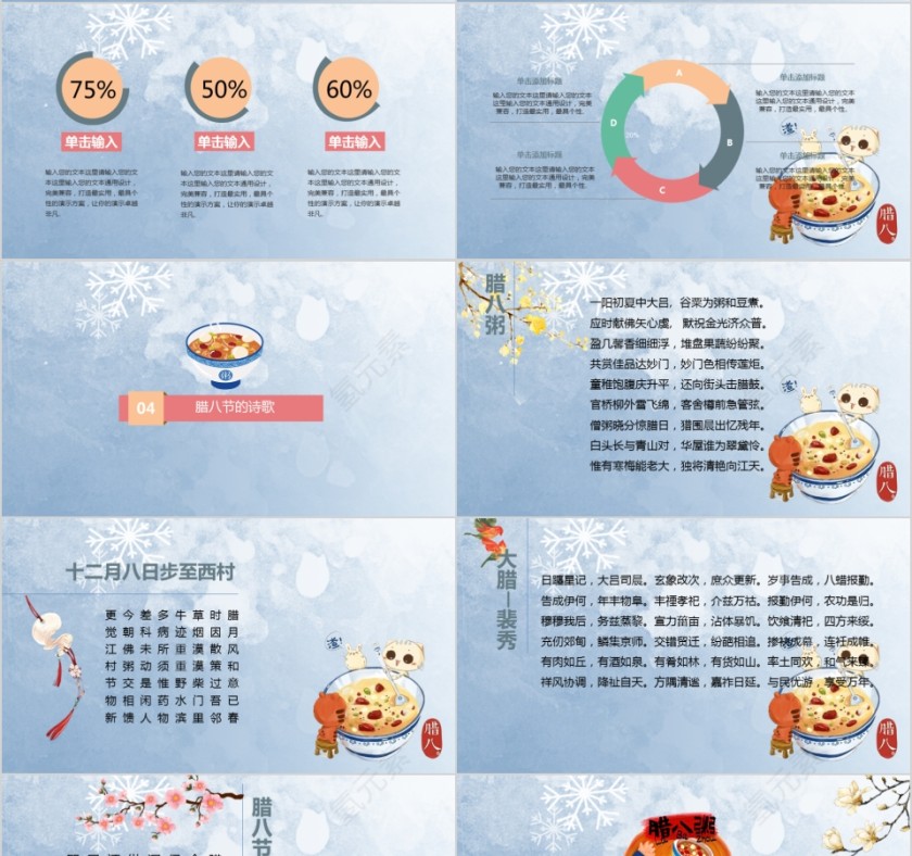 腊八节PPT模板中国传统节日文化粥习俗介绍来历喜庆班会PPT素材第4张