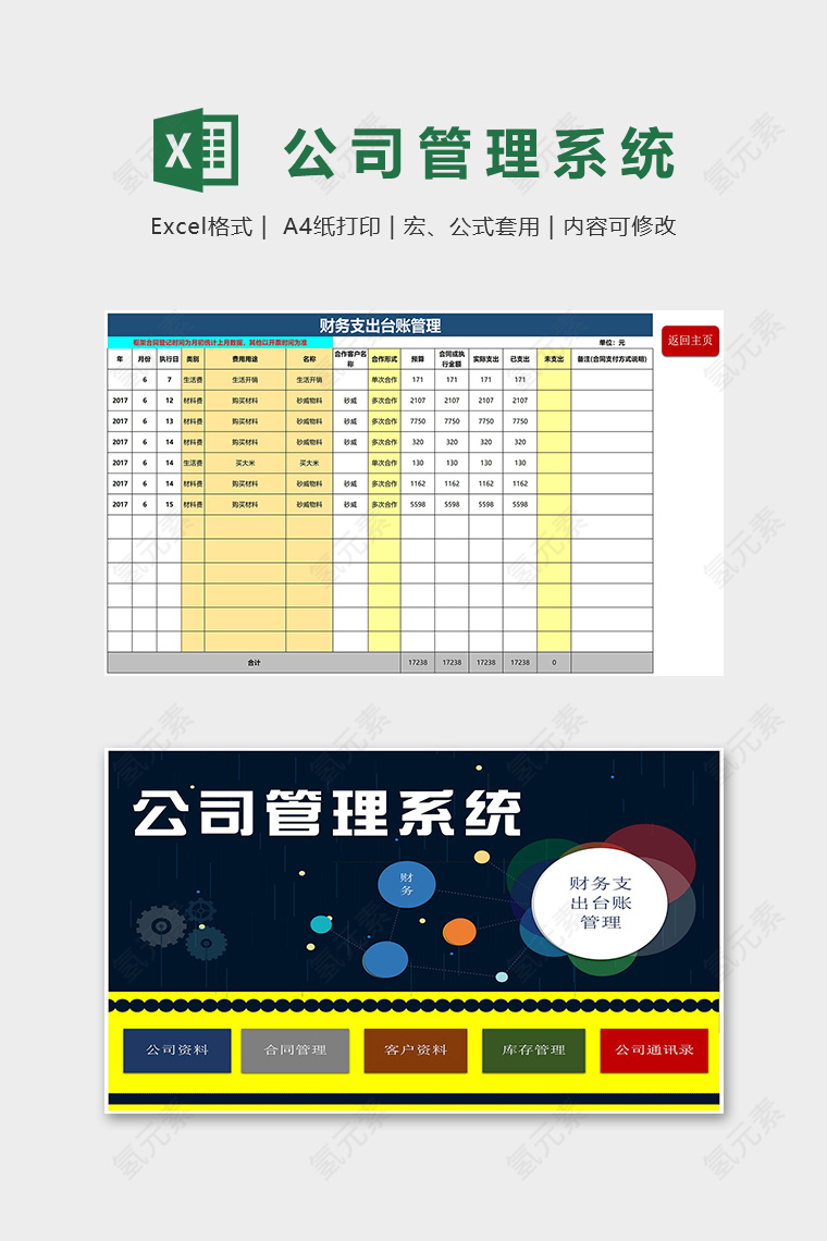 专业公司财务管理系统excel模板