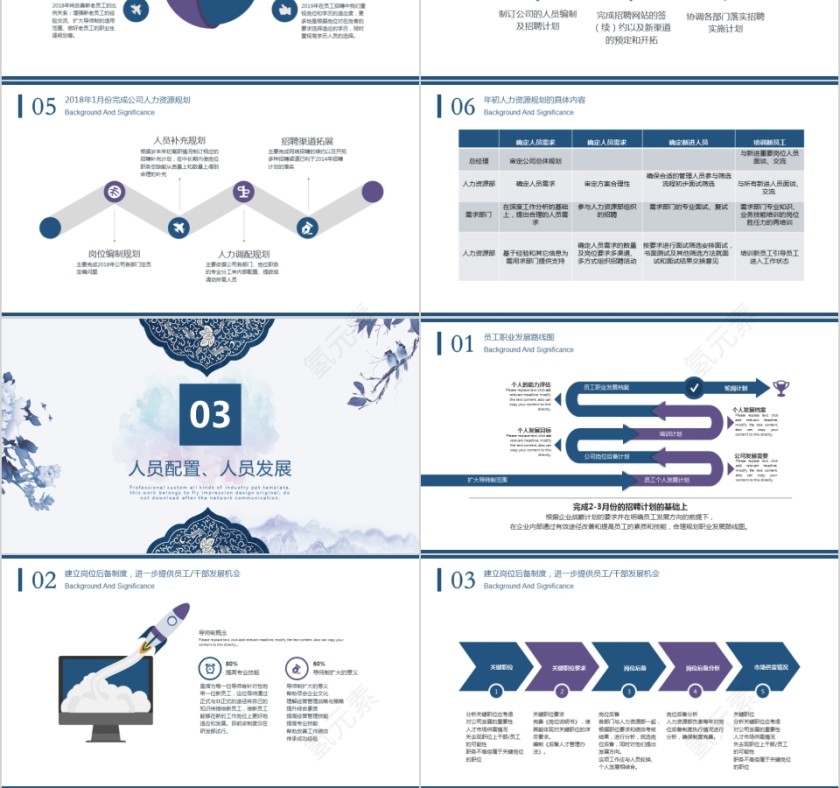 墨蓝色20xx人事行政工作总结PPT模板第3张