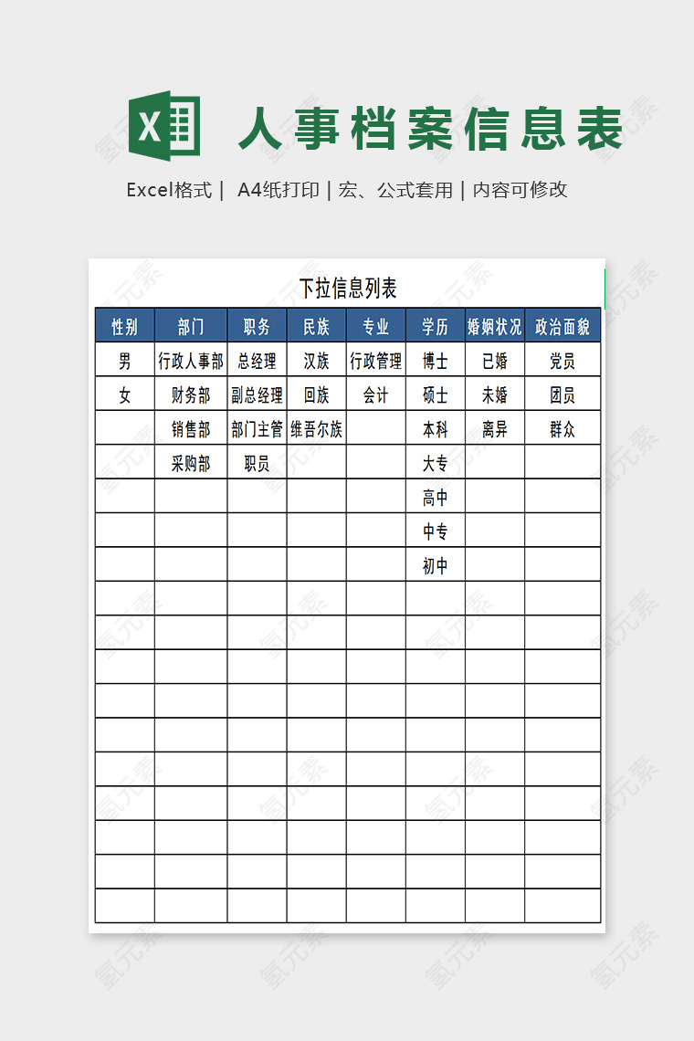 人事档案员工信息台账及人员结构分析表excel