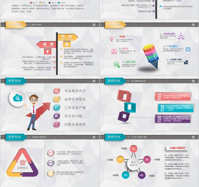 红色简约岗位竞聘PPT模板第3张