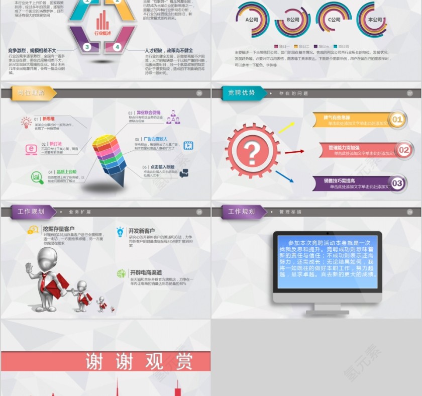 红色简约岗位竞聘PPT模板第5张