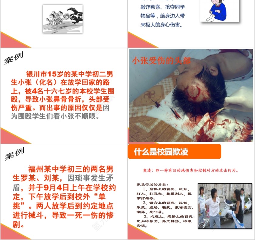  中小学生反对校园欺凌PPT模板 第2张