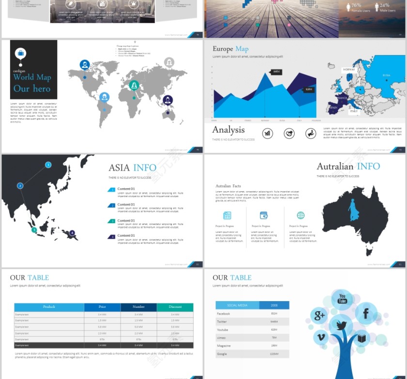 欧美经典商务时尚工作总结PPT模板  第13张