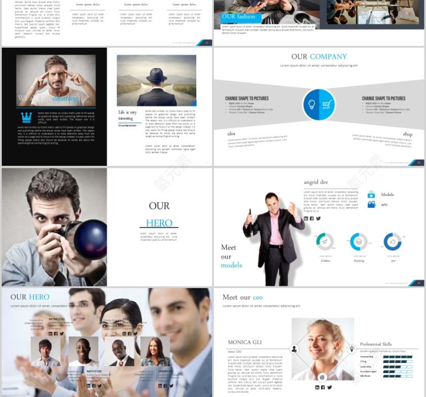 欧美经典商务时尚工作总结PPT模板  第3张