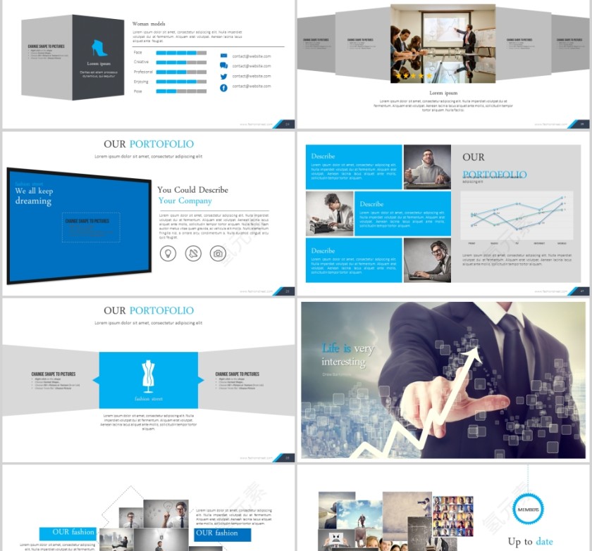 欧美经典商务时尚工作总结PPT模板  第5张